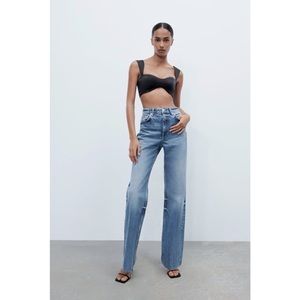Zara High-Rise Full Length Wide Leg Jeans NWT